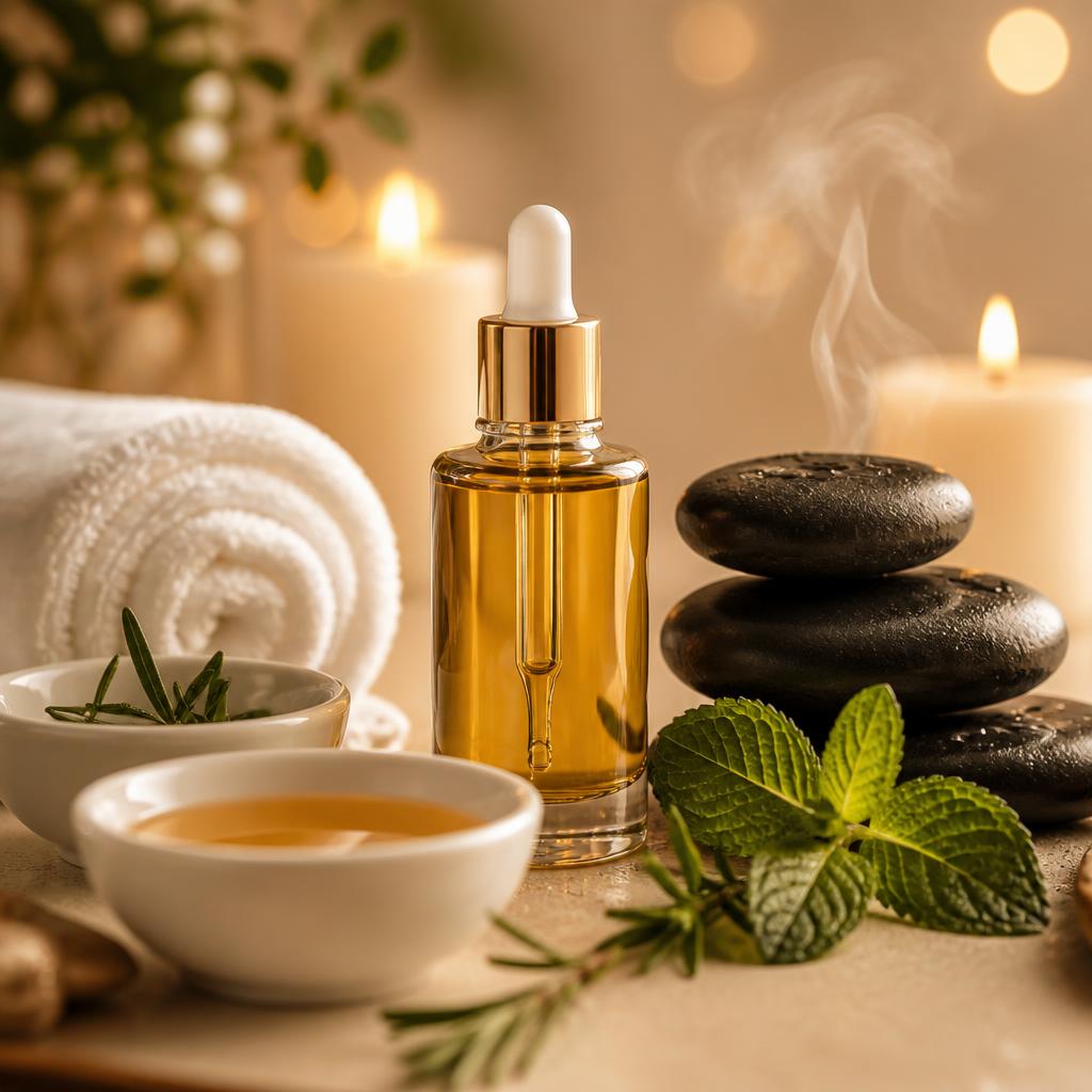 Warm hair oil and hot stone used in the Lua Elegant treatment